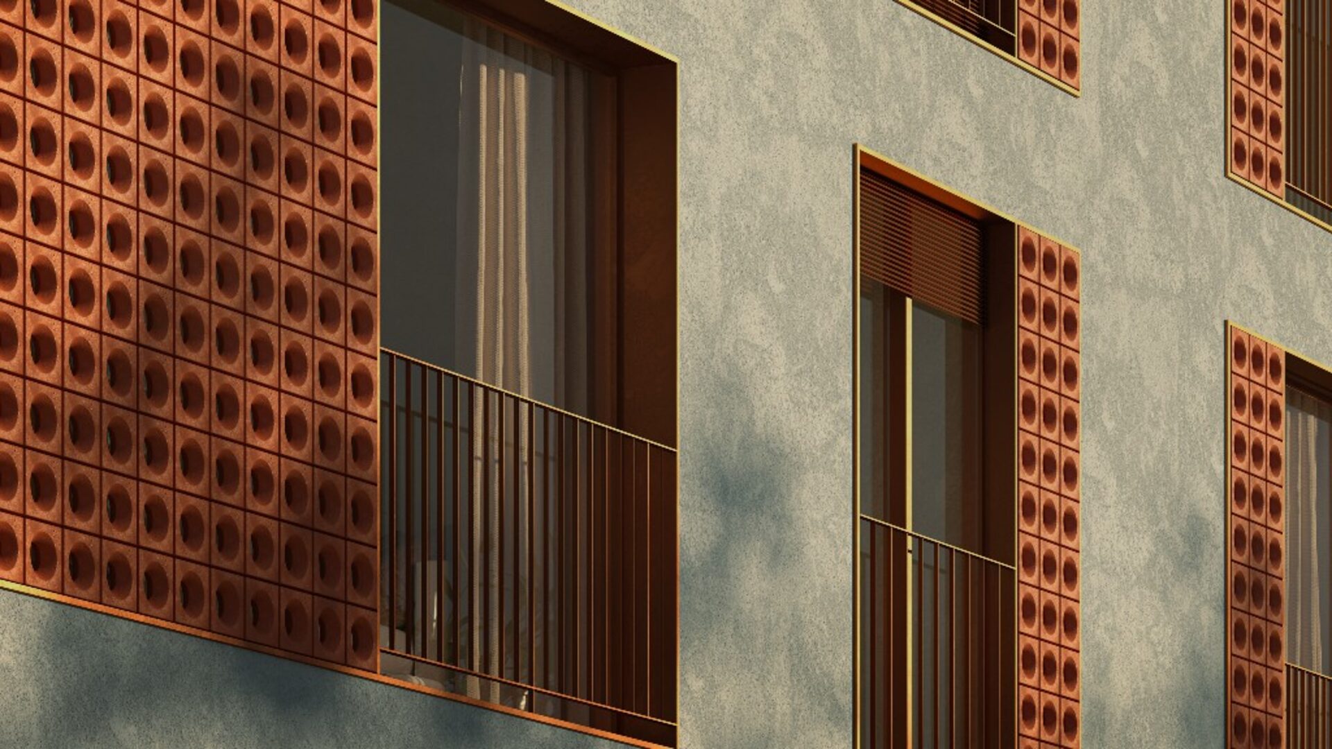 Fachada BRASIL.WF — detalhe cobogó e concreto
